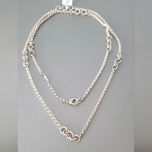LAGOS Sterling Silver 5 Circle Stations 4mm Rolo Chain Necklace 34"